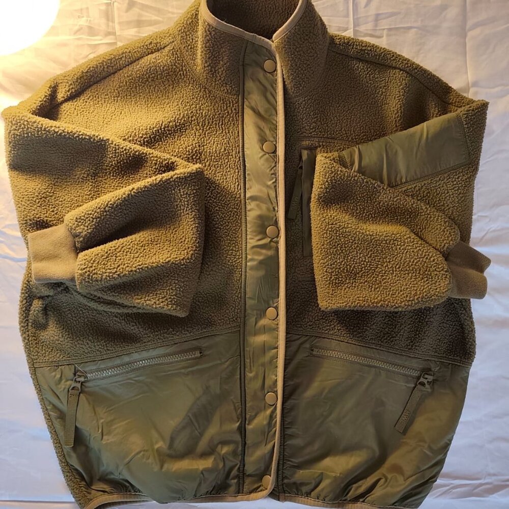MWL Madewell Sherpa Fleece Jacket Women’s Size XXS Olive Green Excellent